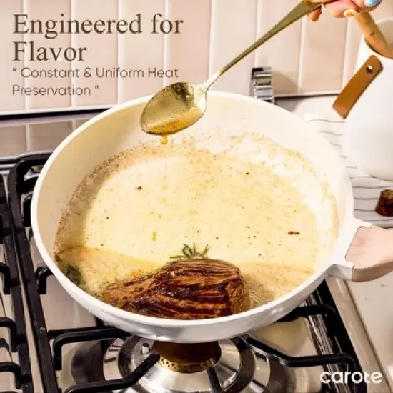 Itopfox 14-Piece Nonstick Cookware Set with Kitchen Utensils & Pan Protectors for Even Heating & Easy Cleaning image {6}