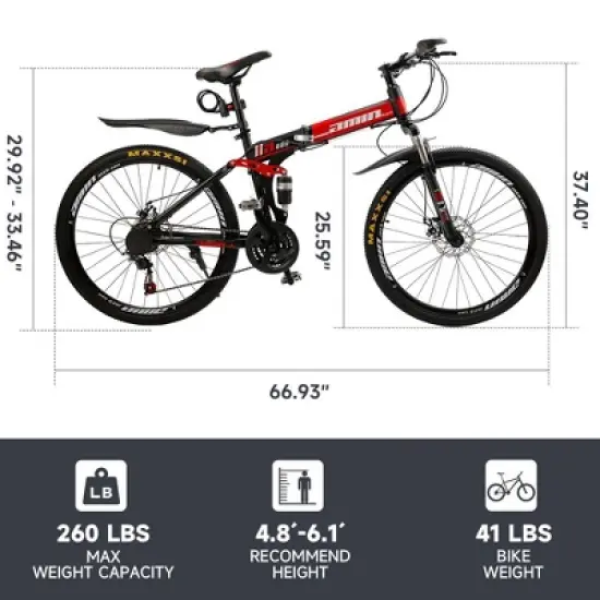 Topteng 26 inches Folding Mountain Bike for Teen Adults image {7}