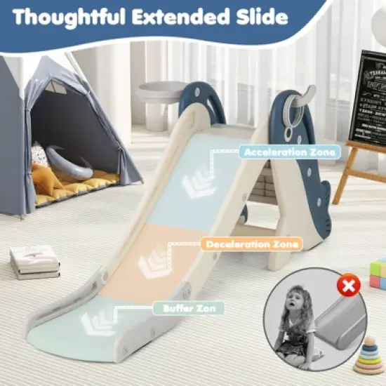 Costway 4-in-1 Toddler Slide Playground with Basketball Hoop Ball Ring Toss Climbing image {8}