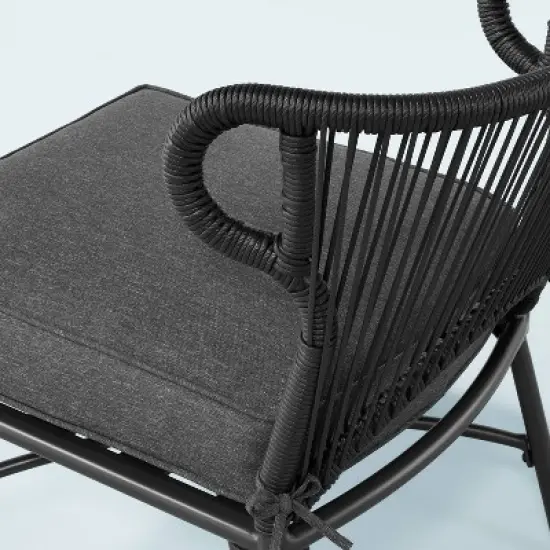 Wicker Weave Outdoor Cushioned Accent Chair - Dark Gray - Hearth & Hand&trade; with Magnolia image {4}