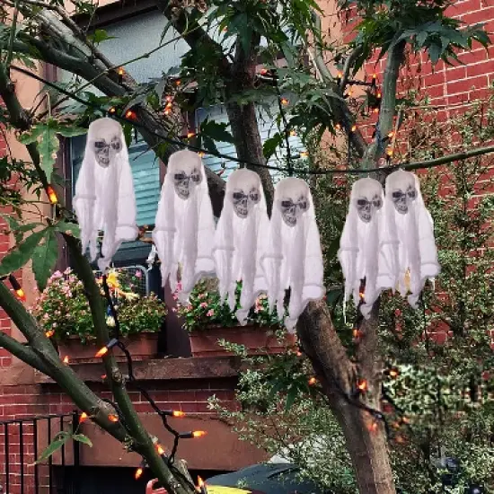 Fun Little Toys 2 Pack Halloween Skull Ghost Garland, Halloween Decor, Halloween Garland Halloween Party Decorations Outdoor image {1}