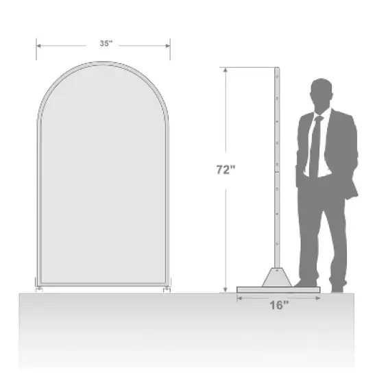 PexFix 72 in. H x 35 in. W Arched Outdoor Metal Privacy Screen in Black image {2}