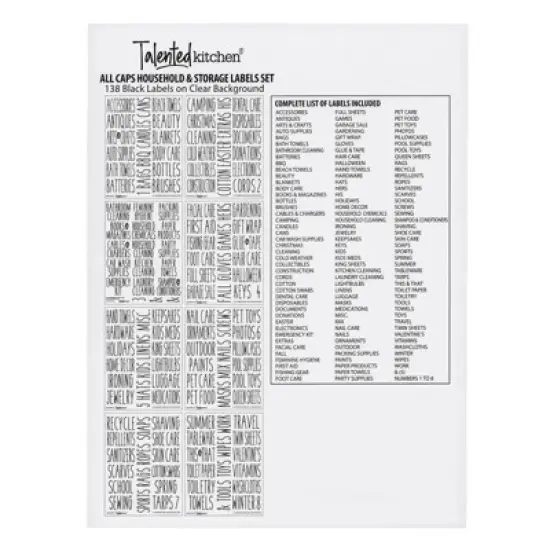 Talented Kitchen 138 Pack Household & Storage Organization Label Preprinted Stickers for Closet Bins, Boxes, Home Essential image {5}