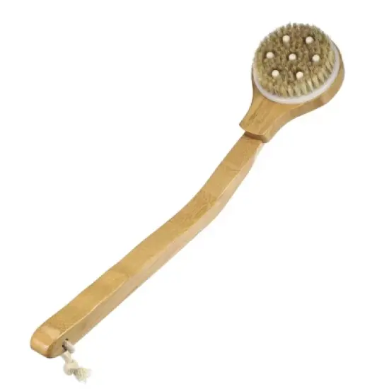 Unique Bargains Long Curved Handle Bath Brush for Shower 2.76" Diameter Yellow 1 Pc image {6}