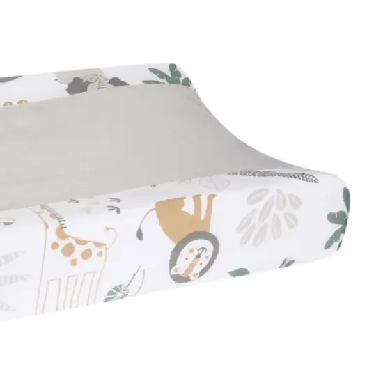 Lambs & Ivy Jungle Friends Soft, Warm & Cozy Safari Changing Pad Cover - Gray image {1}