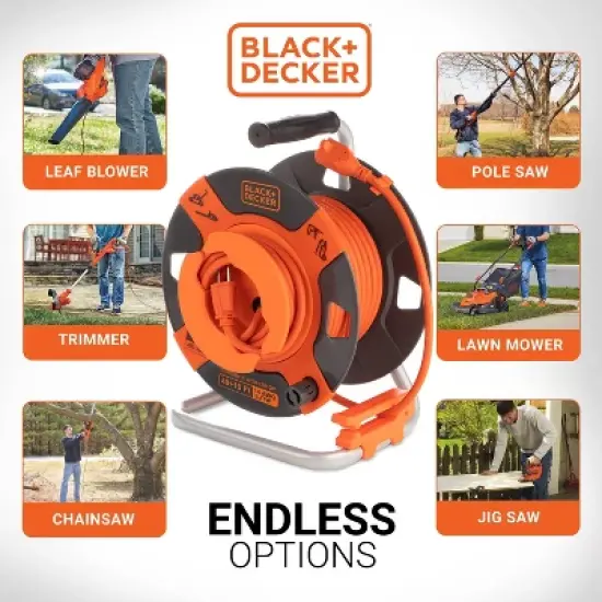 BLACK+DECKER 50' Garden Cord Reel 14AWG 4 Outlets image {3}