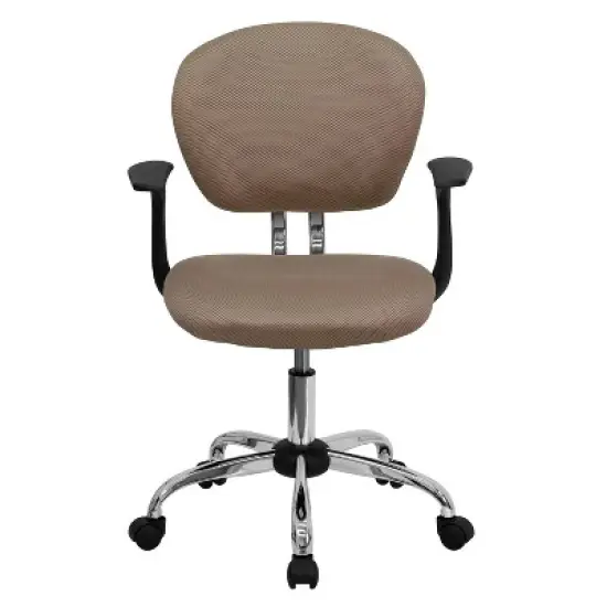 Emma and Oliver Mid-Back Coffee Brown Mesh Padded Swivel Task Office Chair with Arms image {4}