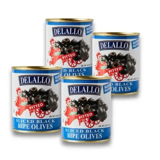 DeLallo Sliced Ripe Olives, 3.8 oz Can, (4 Pack) image {2}