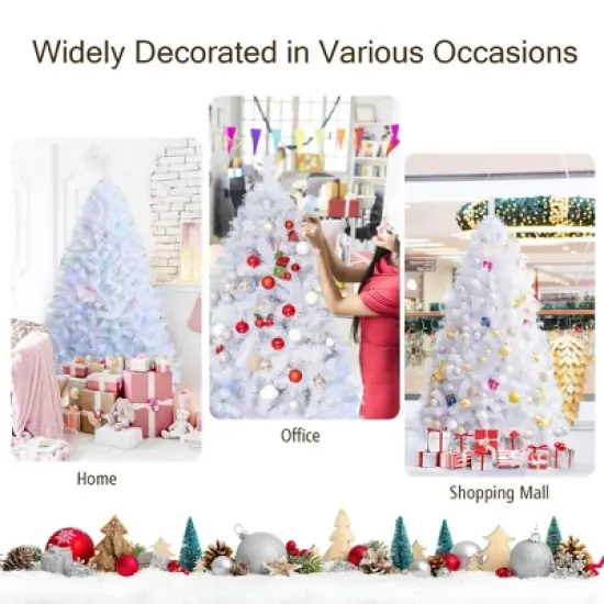 Costway 6ft White Iridescent Tinsel Artificial Christmas Tree w/ 792 Branch Tips image {5}