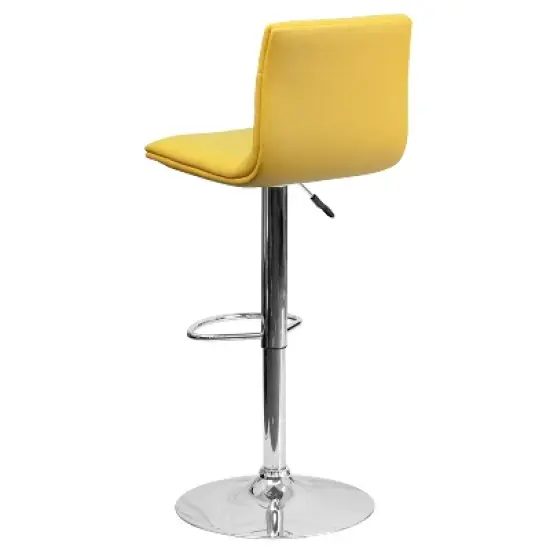 Emma and Oliver Yellow Vinyl Adjustable Height Barstool - Horizontal Stitch Back image {6}