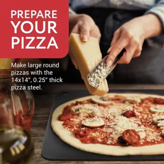 Impresa Pizza Steel for Oven, Durable Steel Platform with Finger Hole for Baking Pizza and Bread, 14x14 inches image {2}