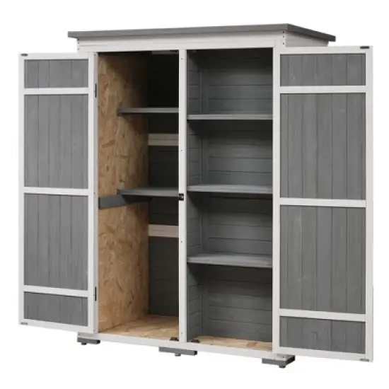 Storage Shed with Waterproof Roof & Lockable Doors, Gray image {5}