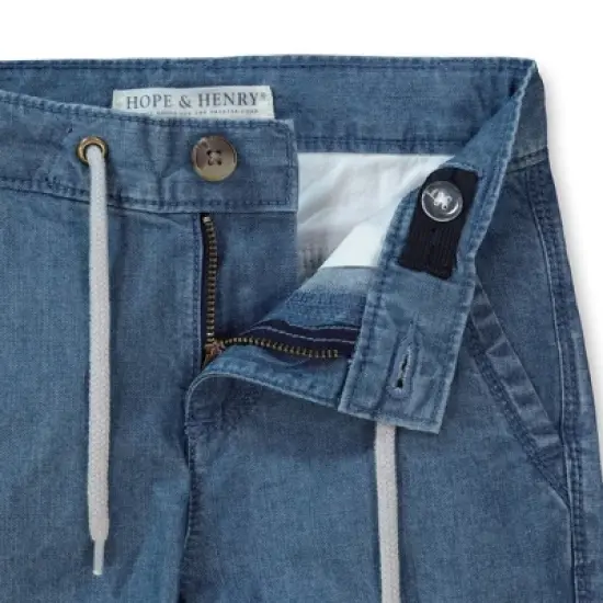 Hope & Henry Boys' Chambray Rolled Cuff Pant With Drawstring, Infant image {2}