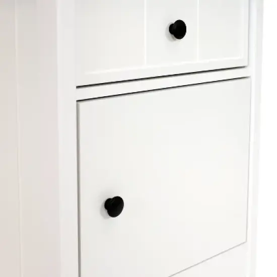 Sunnydaze Beadboard Nightstand Side Table with Drawer and Cabinet - 23.75" H - White image {3}