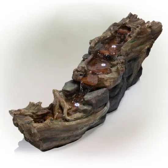 20" Rainforest River Rapids Stone Resin Fountain with LED Lights Brown - Alpine Corporation image {2}