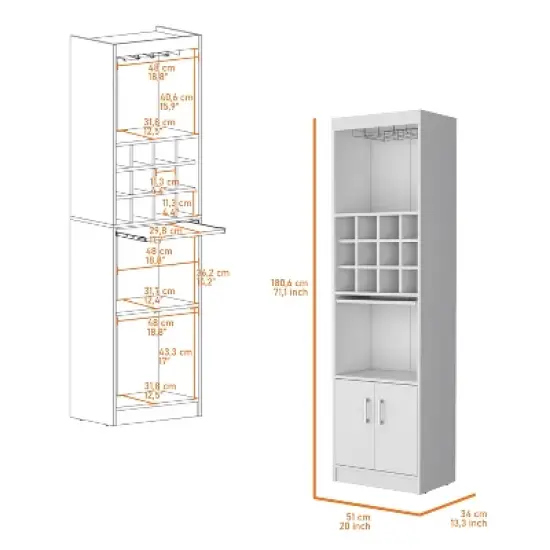 Gulches Compact Multifunctional Bar Cabinet with Integrated Wine Storage, Multiple Shelves and 2 Doors High Quality Design image {2}