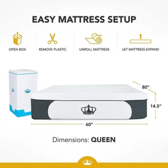 Dynasty Mattress 14.5 Inch CoolBreeze Gel Memory Plush Foam Mattress with Medium Soft Firmness with Machine Washable Zippered Silk Cover image {1}