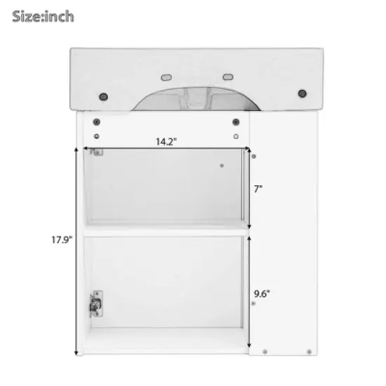 21.6'' Wall-Mounted Bathroom Vanity with Ceramic Sink, Left Side Open Storage, Wave Pattern Door, Soft-Close, Floating Cabinet image {11}