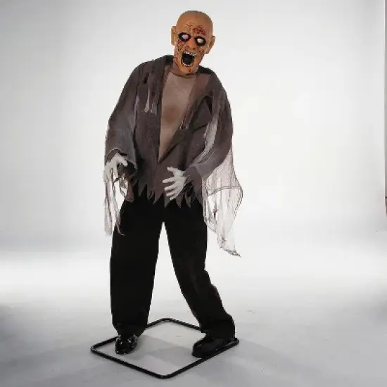 6 Ft. Animated Standing Zombie Halloween Decoration image {1}