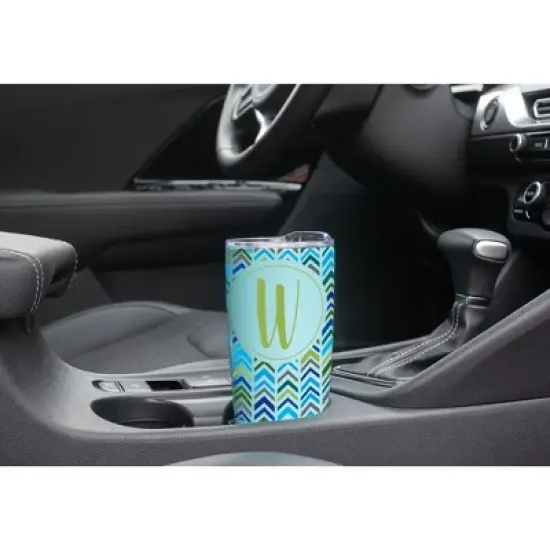 Elanze Designs W Monogram Herringbone Arrows Wrap-Around Design 20 Ounce Stainless Steel On-The-Go Coffee Mug, Thermal Travel Tumbler with Leak image {2}