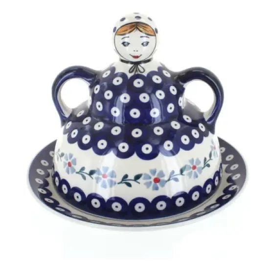 Blue Rose Polish Pottery B001 Manufaktura Cheese Lady image {2}