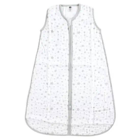 Hudson Baby Infant Muslin Cotton Sleeveless Wearable Sleeping Bag, Sack, Blanket, Gray Stars image {2}