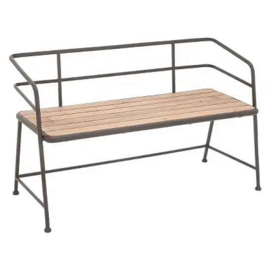Metal and Wood Bench Slat Back Black/Brown - Olivia & May image {1}