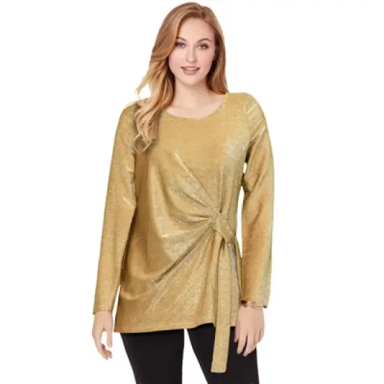 Jessica London Women&rsquo;s Plus Size Shimmery Side-Gathered Tunic image {5}