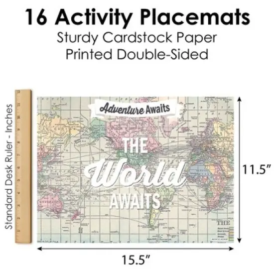 Big Dot of Happiness World Awaits - Paper Travel Themed Birthday Party Coloring Sheets - Activity Placemats - Set of 16 image {3}