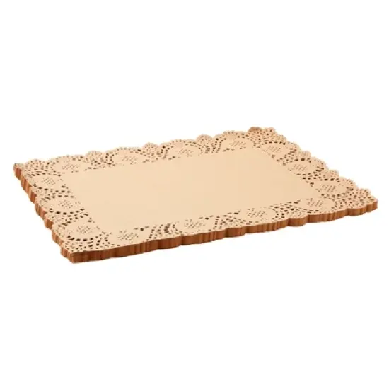 Juvale 100-Pack Brown Rectangle Disposable Placemats - Lace Paper Doilies for Wedding Table, Thanksgiving, Party, 15.5x12 In image {4}