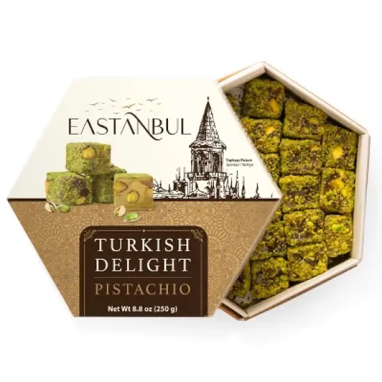 Eastanbul Turkish Delight Pistachio, Double Roasted Pistachios Filled, Lokum, Loukoumi, 8.8oz image {9}