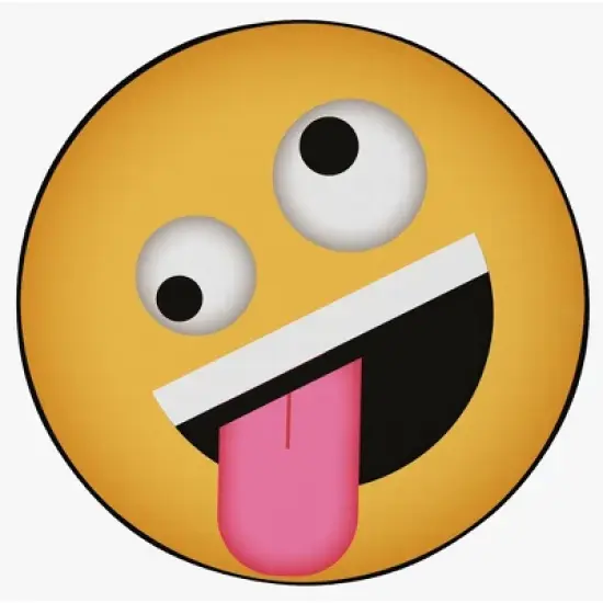 Deerlux Emoji Style Round Funny Smiley Face Kids Area Rug, Crazy Emoji Rug, 24'' x 24'' image {2}