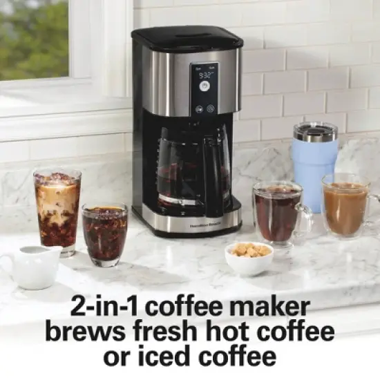 Hamilton Beach 12Cup Programmable Hot & Iced Coffee Maker 49620: Electric Drip Machine, 950W, Dishwasher-Safe Parts image {2}