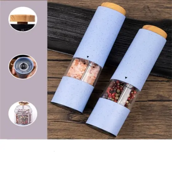 2pcs Electric Salt and Pepper Grinder Set, Automatic Shakers Mill  Powered One Hand Operation Salt Pepper Mill for Kitchen Gadgets Pink image {2}