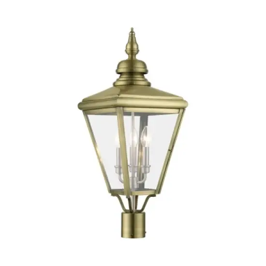 Livex Lighting Adams 3 - Light Post Light in  Antique Brass/Brushed Nickel image {4}