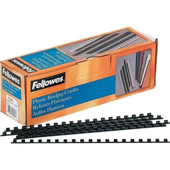 Fellowes Plastic Comb Bindings 1/4" Diameter 20 Sheet Capacity Black 100 Combs/Pack 52366 image {3}