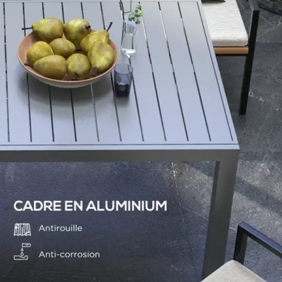 Syemin Patio End Table, Rectangular Outdoor Dining Table with All-Weather Faux Wood Top for Garden, Lawn, Patio, Gray, 59.1"*37"*28.7" image {1}