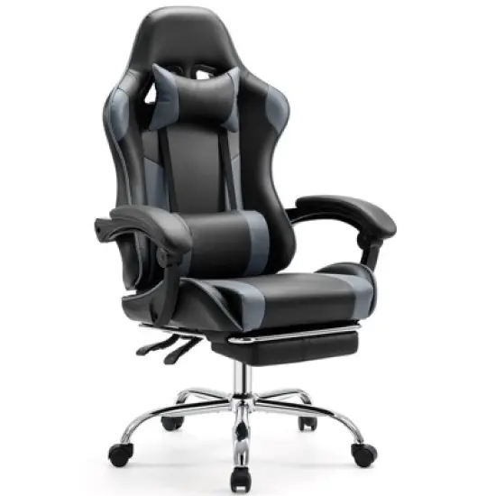Bestier Ergonomic Gaming Chair - PU Leather gaming chair with Adjustable Footrest & Backrest, Lumbar Support image {8}