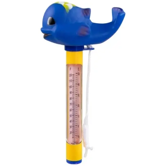 Northlight 9" Blue Whale Floating Swimming Pool Thermometer with Cord image {4}