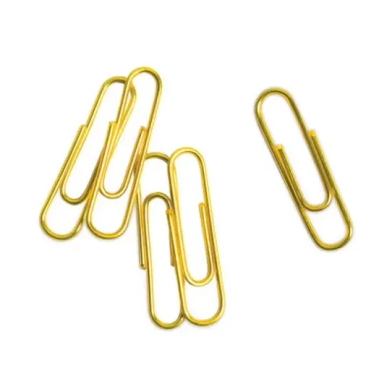 U Brands Paper Clips, Medium, Vinyl-Coated, Gold, 200 Clips/Box, 5 Boxes/Pack image {1}