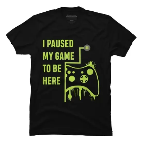 Men's Design By Humans I Paused my Game to be here - Gamer Tshirt By ronnsays T-Shirt image {2}