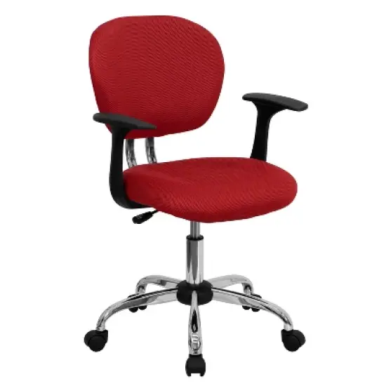 Emma and Oliver Mid-Back Mesh Padded Swivel Task Office Chair with Chrome Base and Arms image {10}