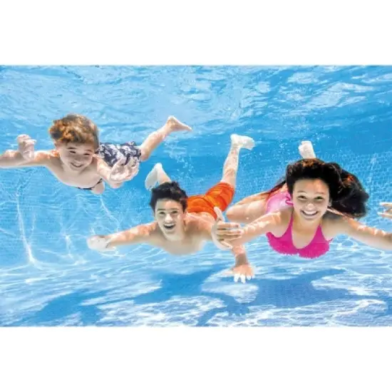 Intex 8.5ft x 26in Rectangular Frame Above Ground Quick Easy Set Up Backyard Outdoor Swimming Pool with Drain Plug for Ages 6 and Up, Blue image {2}