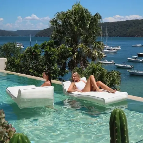 Sunnylife Luxe Lie-On Lounger - Casa Blanca - Inflatable Pool Float, Head Rest image {6}