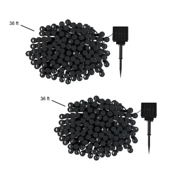 Nature Spring Outdoor Mini Solar-Powered String Lights With 8 Light Modes - White, 2 Sets of 100 image {1}