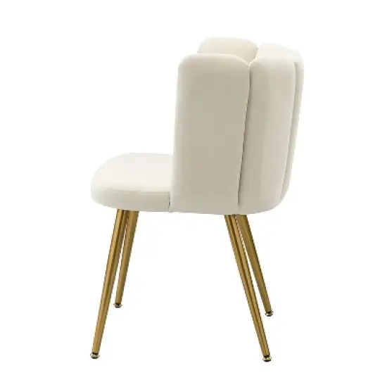 Barbara Contemparary Velvet Vanity Stool for Makeup Room, Moden Accent Side Chairs for Living Room with Shell Back and Golden Metal Legs | ARTFUL LIVING DESIGN image {5}