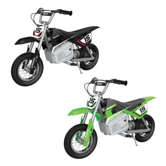 Razor MX400 Kid & Teen Dirt Rocket 24V Ride On High-Torque Electric Motocross Motorcycle Toy Dirt Bikes, Speeds up to 14 MPH, Black & Green, 2 Pack image {6}