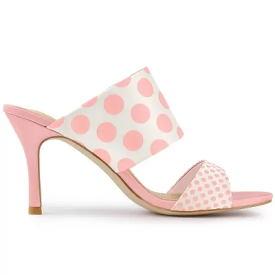 Allegra K Women's Polka Dots Stiletto Heel Slides Sandals image {5}