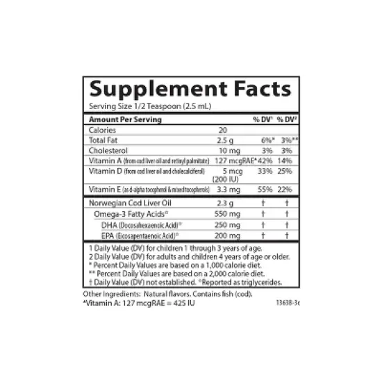 Carlson - Kid's Cod Liver Oil, 550 mg Omega-3s + A & D3, Norwegian, Wild Caught, Sustainably Sourced, Bubble Gum image {2}