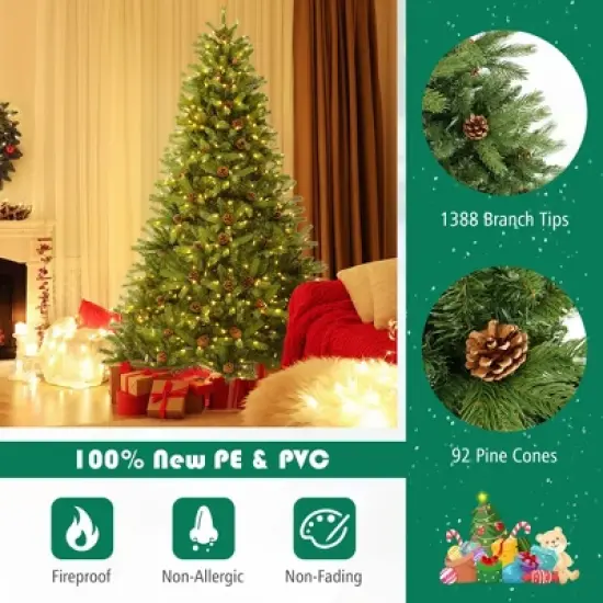 Costway 7 FT Pre-Lit Christmas Tree 3-Minute Quick Shape with Quick Power Connector Timer image {7}